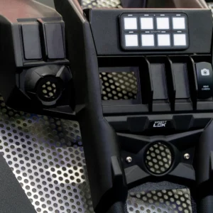Control panel with switches and buttons.