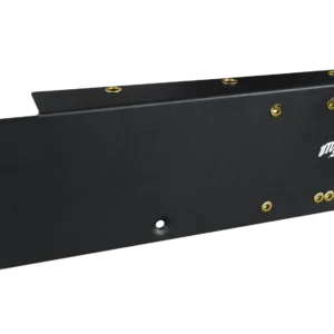 Black rectangular device with metal screws.