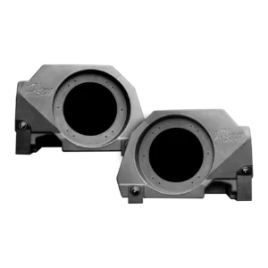 Two metal brackets against black background.