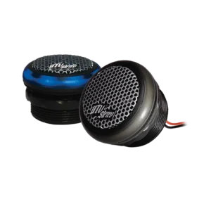 Car audio tweeters on black background.