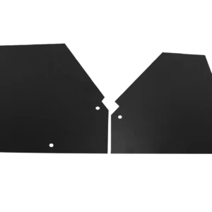 Two black geometric panels on black background.