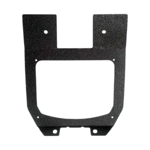 Black textured metal bracket on black background.