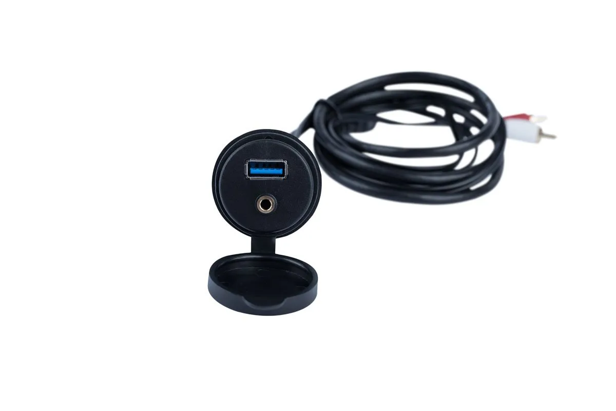 USB and audio extension cable with ports.
