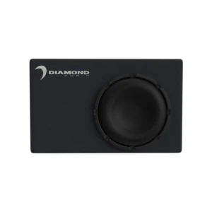 Black Diamond Audio subwoofer on rectangular box.