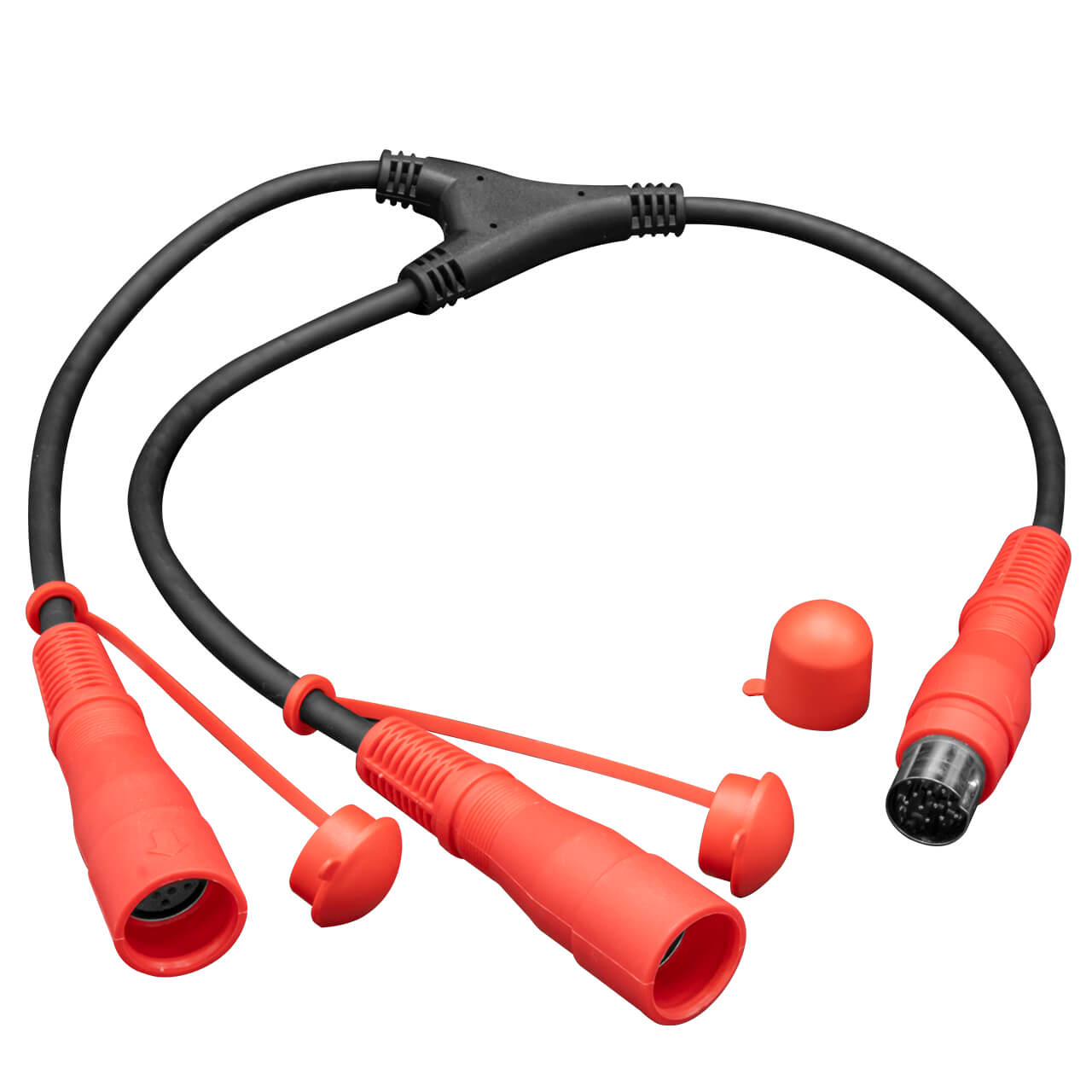 Red and black electrical connector cables.