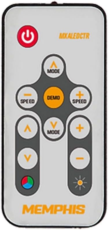 Remote control with various buttons and functions.