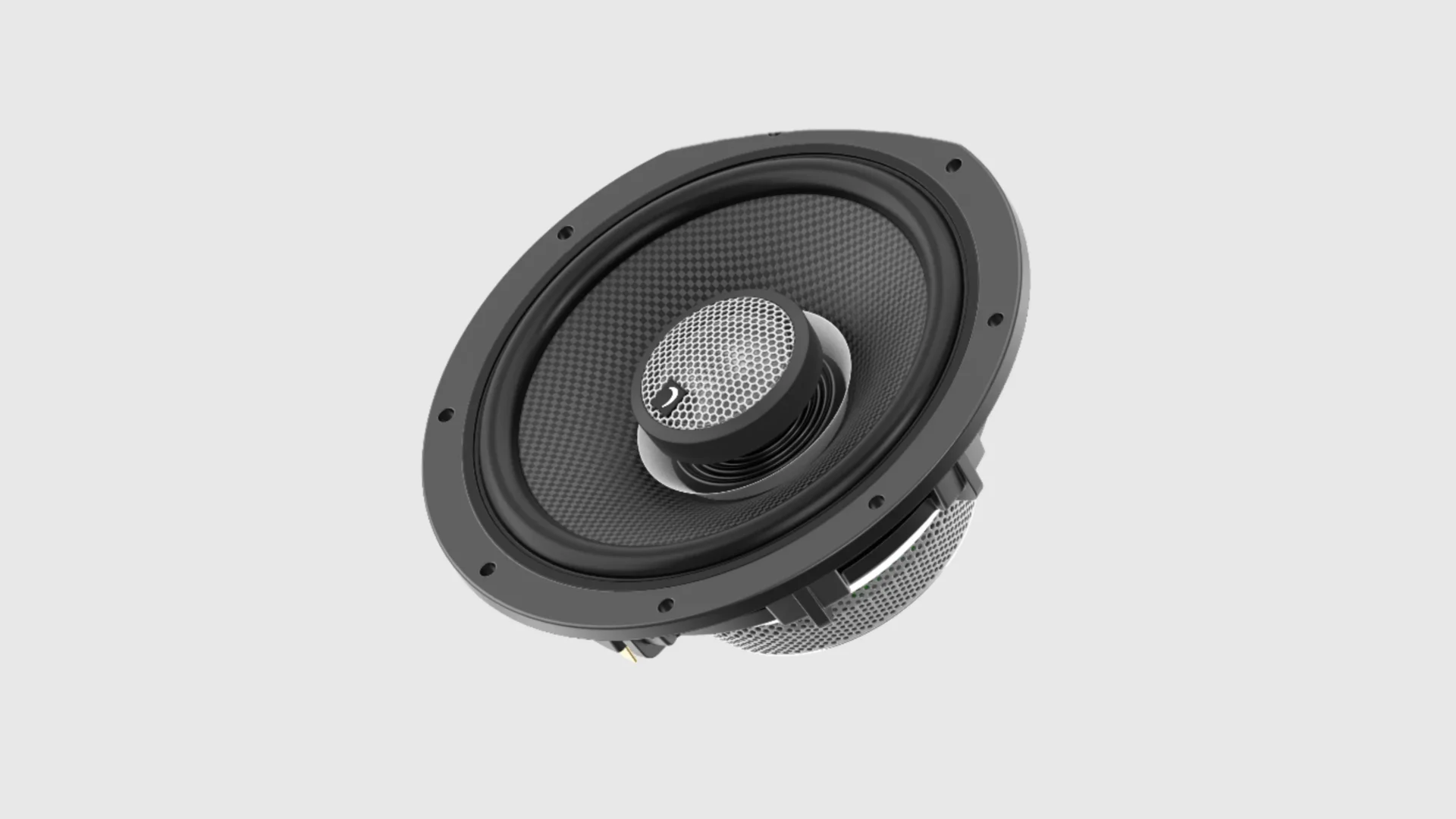 Black and gray car audio speaker.