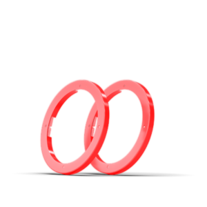 Two red rings on a black background.