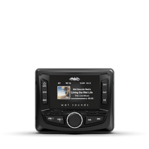 Marine stereo with digital display interface.