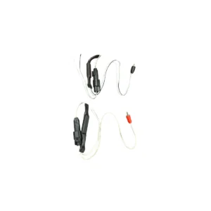 Audio cables with connectors on white background.