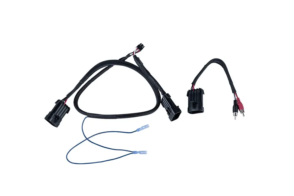Automotive wiring harness with connectors and cables.