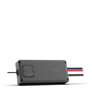 Gray electrical device with colored cables attached.