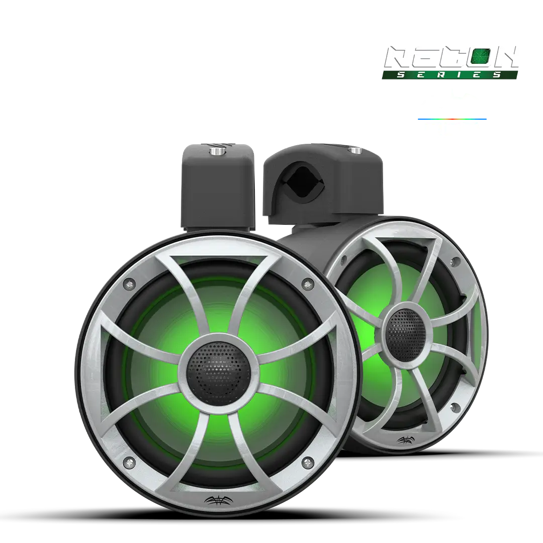 Green-lit speakers with Recon Series branding.