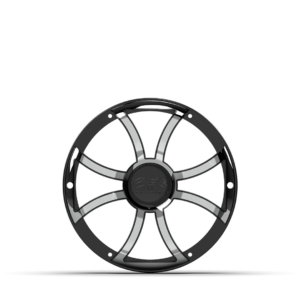Black and silver car wheel rim.