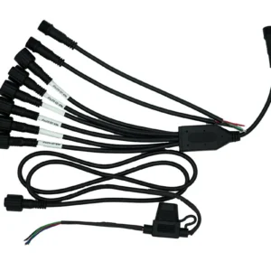Multi-connector LED light cable with adapters.
