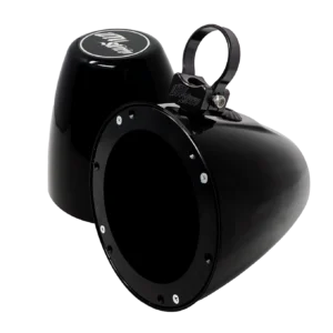 Black motorcycle air intake kits on black background.