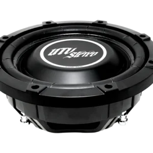 Black car subwoofer on black background.