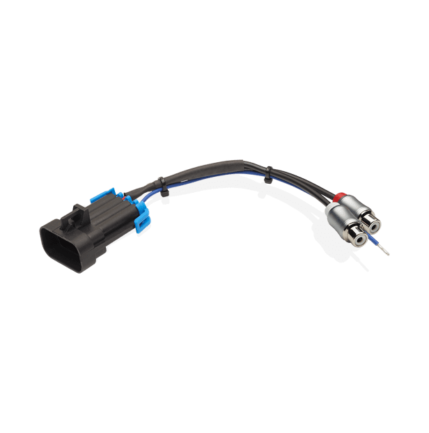 Electrical connector with dual plugs and wires.