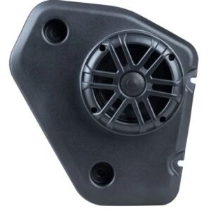 Black car speaker in triangular casing.
