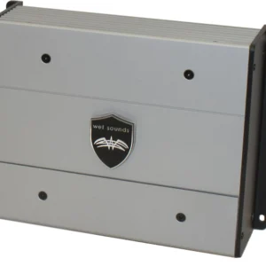 Silver electronic device with a black shield.
