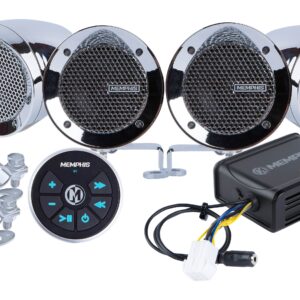 Marine audio system with speakers and controller.