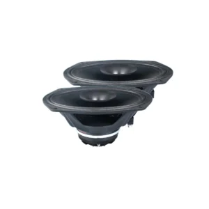 Two black oval car audio speakers.