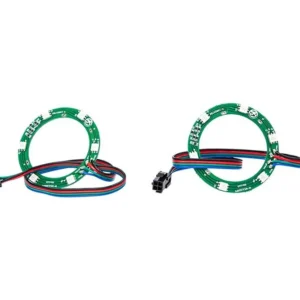 Two green LED circuit rings with wires.