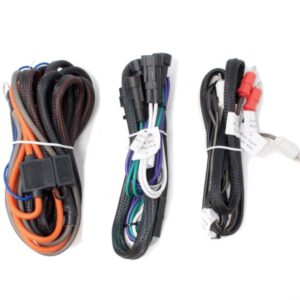 Three bundles of various electronic cables.