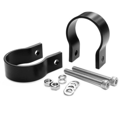 Black mounting brackets with screws and nuts.