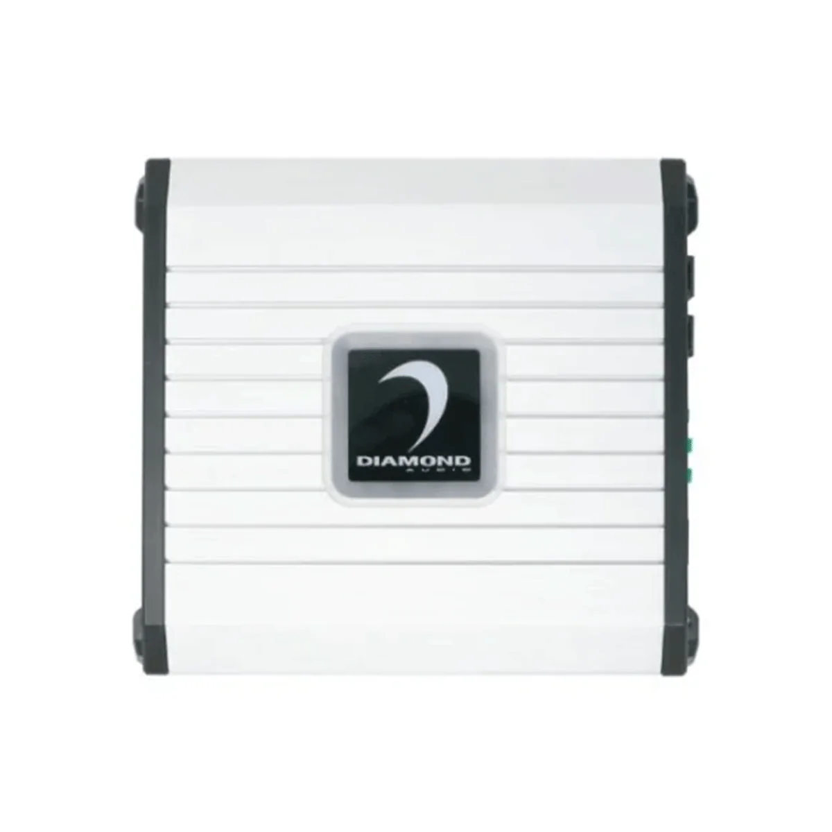 Car amplifier with Diamond logo, white casing.