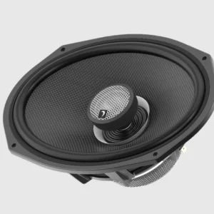 Car audio speaker with black cone design.