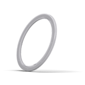 White circular ring on black background.