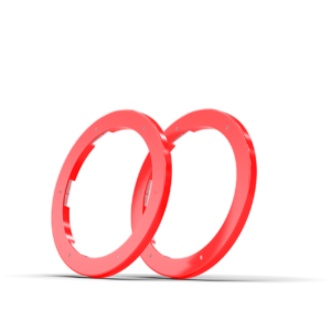 Two red rings on black background.