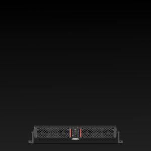 Black server rack against dark background.