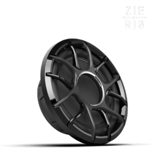 Black alloy wheel on black background.