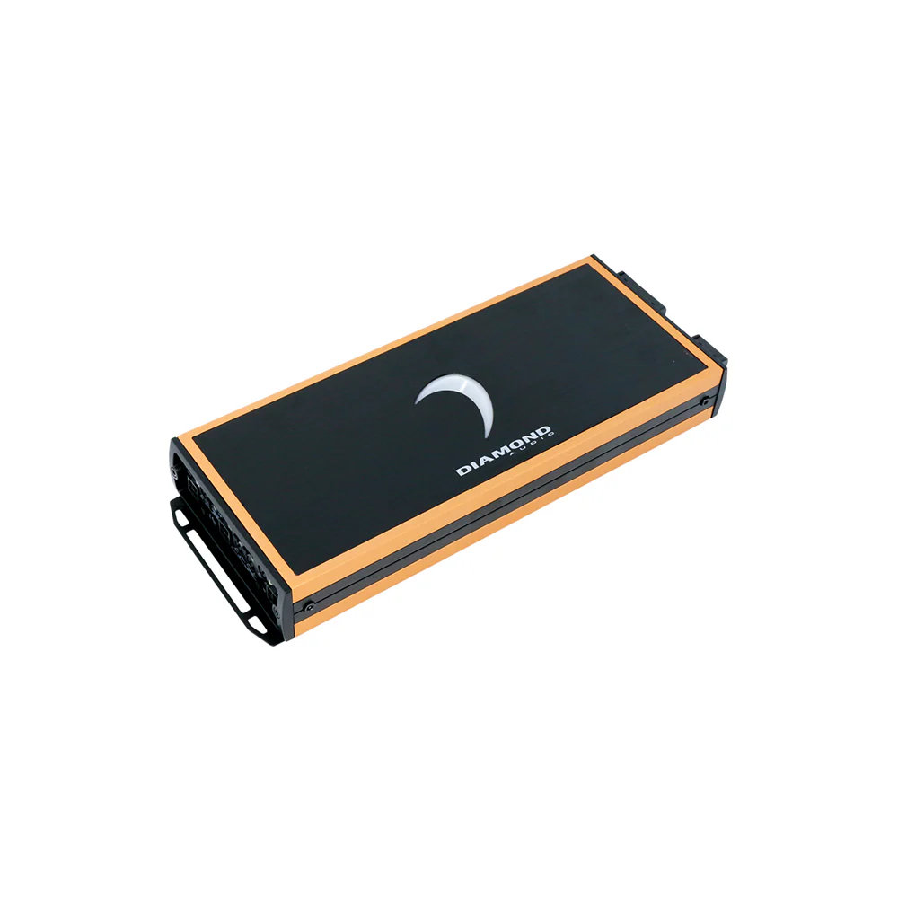 Rectangular black and orange electronic device.