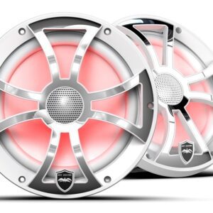 Marine speakers with red LED lighting.