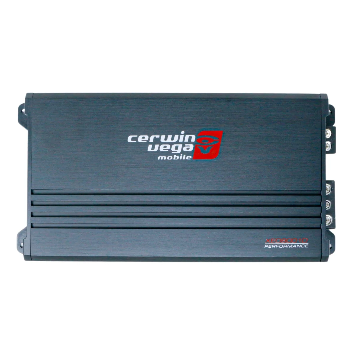 Car audio amplifier with Cerwin Vega logo.